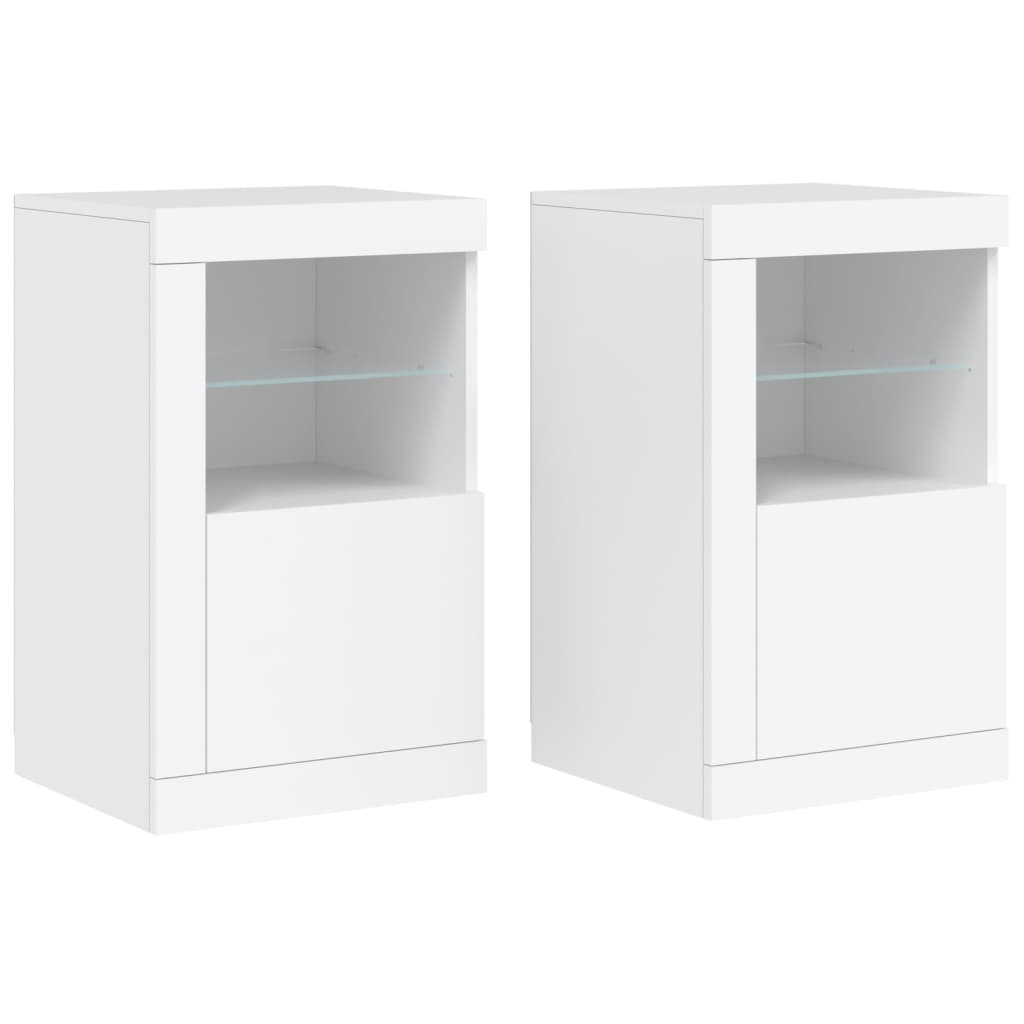 vidaXL Móveis de apoio c/ luzes LED 2 pcs derivados de madeira branco