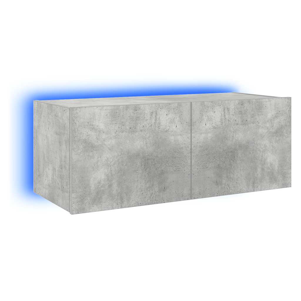 vidaXL Móvel de parede p/ TV c/ luzes LED 80x35x31 cm cinza cimento