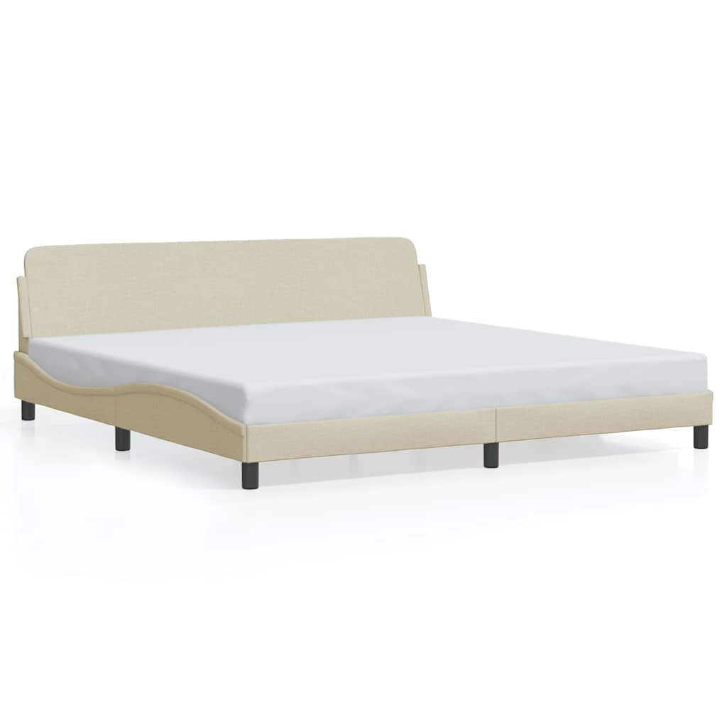 vidaXL Estrutura de cama Dover 200x200 cm tecido cor creme
