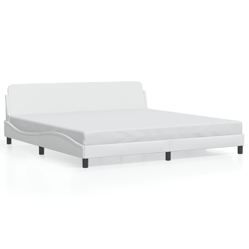 vidaXL Estrutura de cama Dover couro artificial 200x200 cm branco