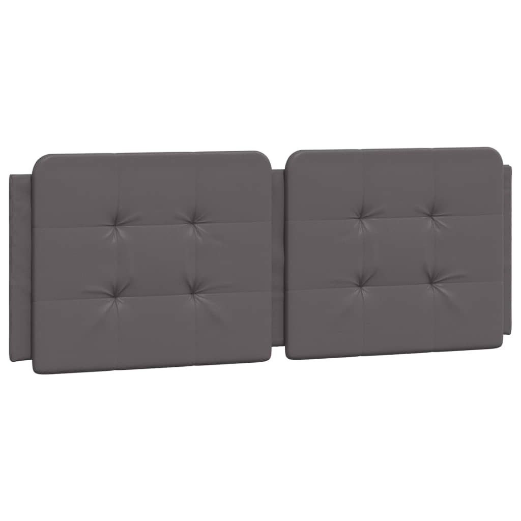vidaXL Almofadão de cabeceira Zadar 140 cm couro artificial cinzento