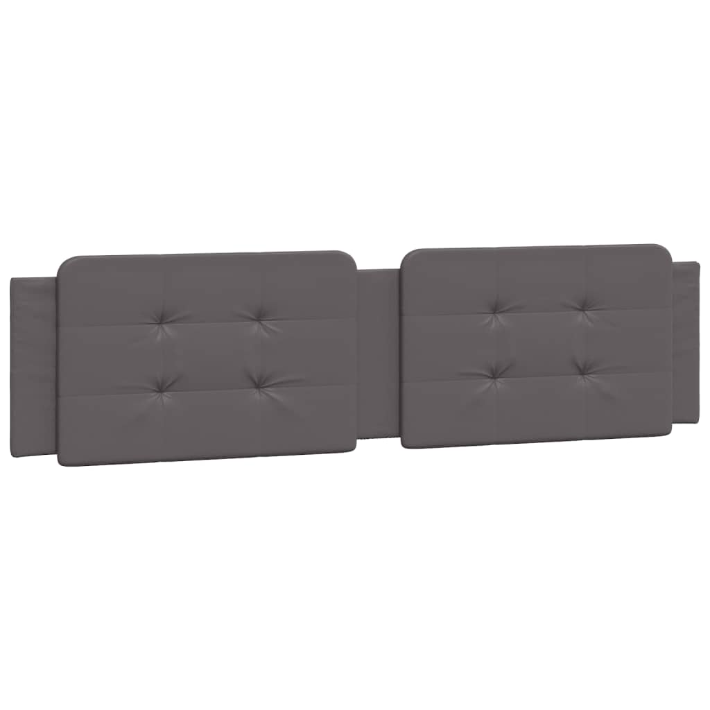 vidaXL Almofadão de cabeceira Zadar 200 cm couro artificial cinzento