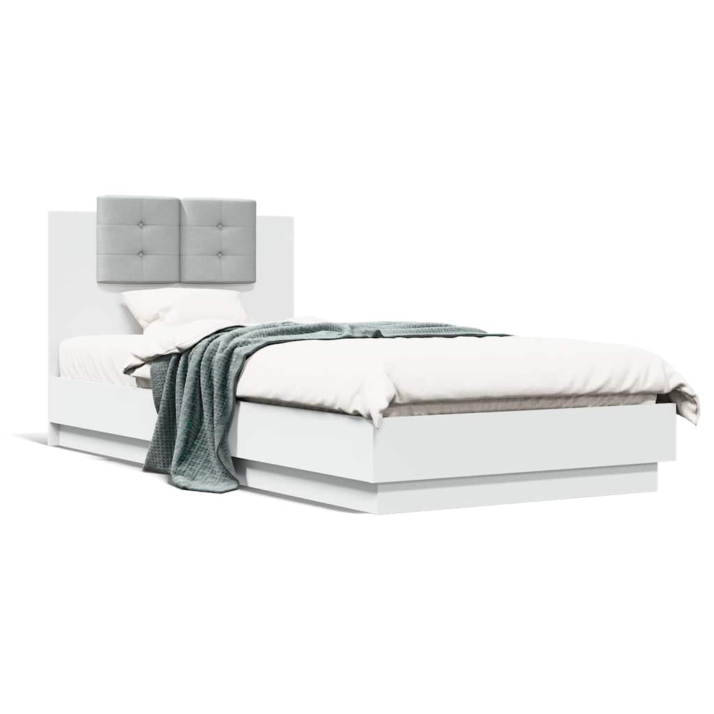vidaXL Estrutura cama c/ cabeceira 90x200 cm derivados madeira branco