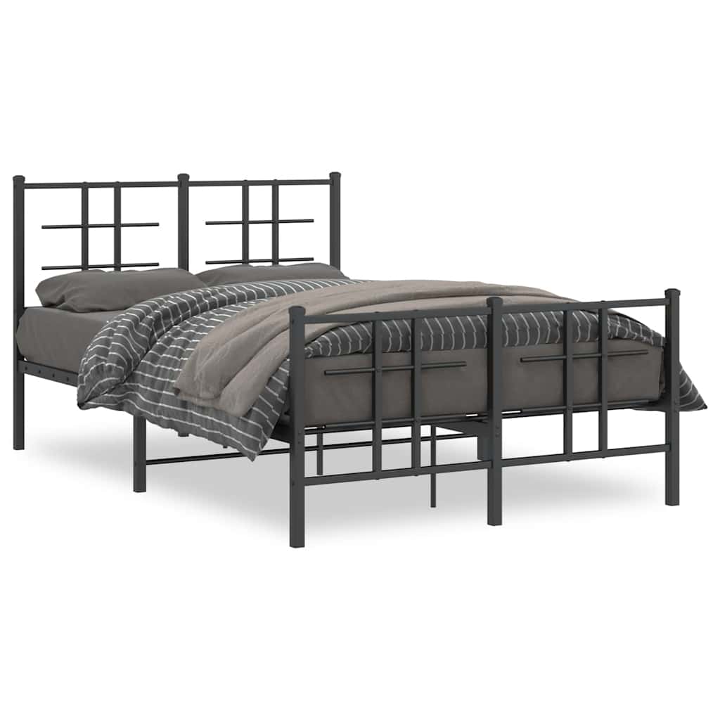 vidaXL Estrutura de cama com cabeceira e pés 120x190 cm metal preto