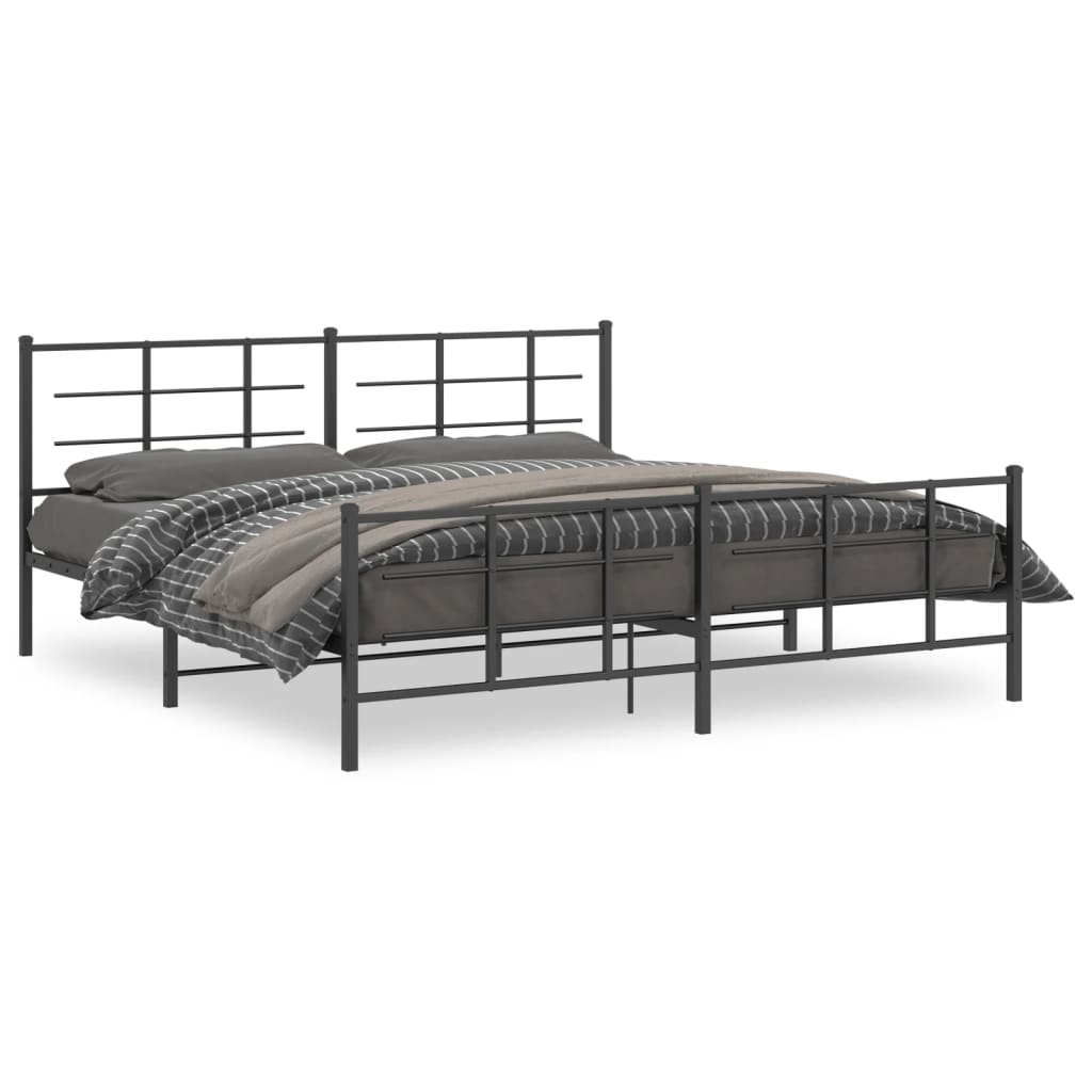 vidaXL Estrutura de cama com cabeceira e pés 193x203 cm metal preto
