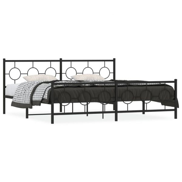 vidaXL Estrutura de Cama com Cabeceira e Pés 193x203 cm Metal Preto - 852982019