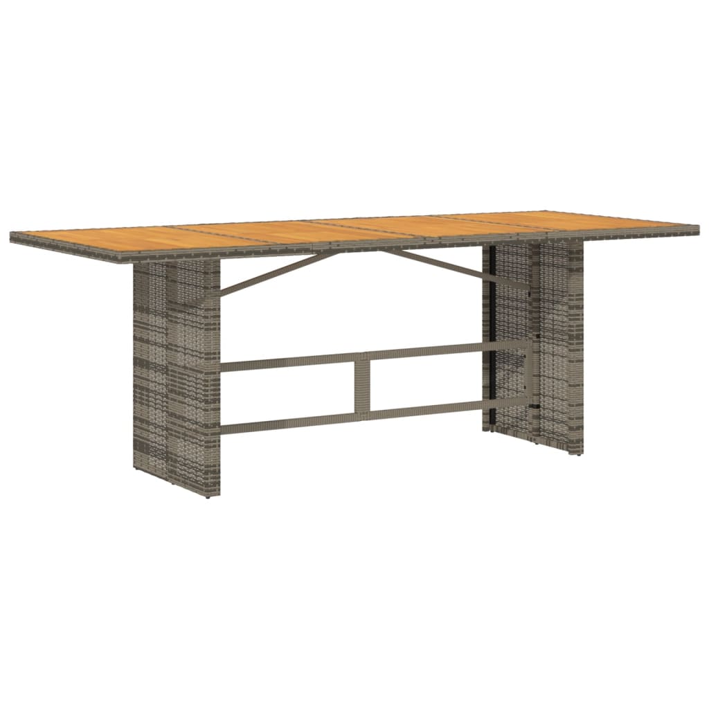 vidaXL Mesa de jardim com tampo em acácia 190x80x75 cm vime PE cinza