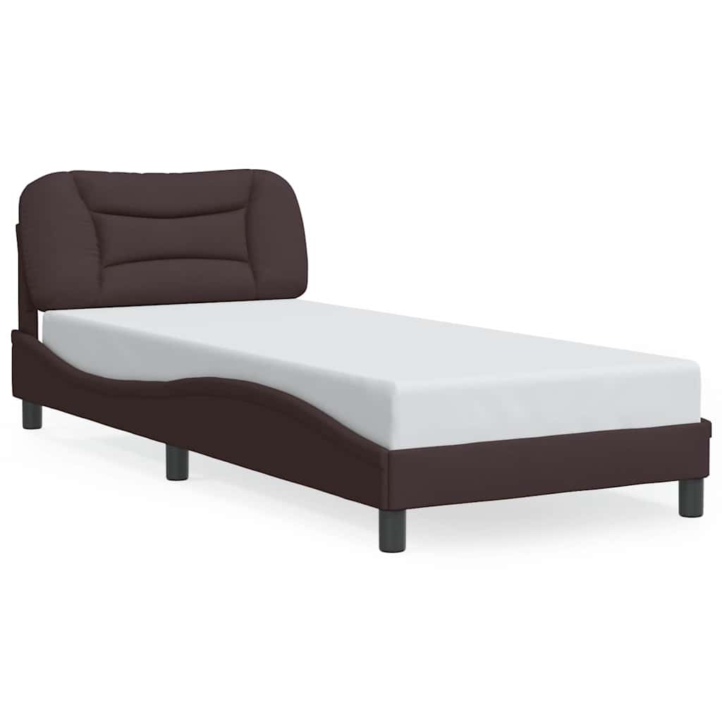 vidaXL Estrutura de cama sem colchão Hvar 90x190 cm tecido castanho-escuro