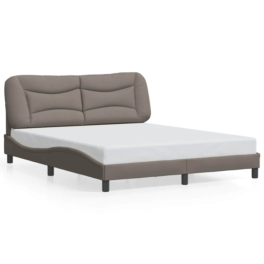 vidaXL Estrutura de cama sem colchão Hvar 160x200 cm tecido castanho-acinzentado