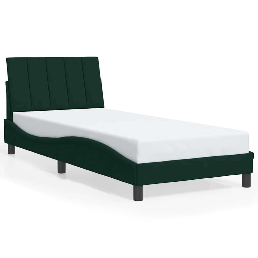 vidaXL Estrutura de cama sem colchão Hanko 80x200 cm veludo verde-escuro