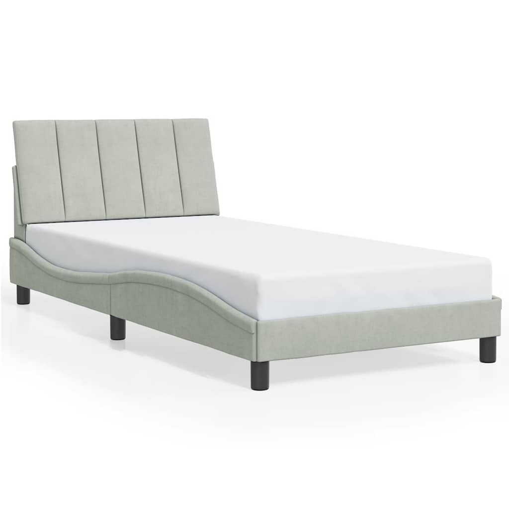vidaXL Estrutura de cama sem colchão Hanko 100x200 cm veludo cinzento-claro