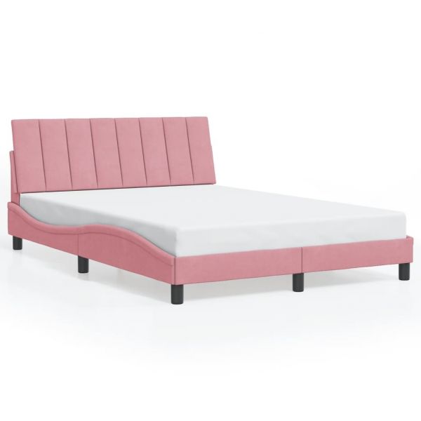 vidaXL Estrutura de Cama com Cabeceira 120x200 cm Veludo Rosa - 118094520