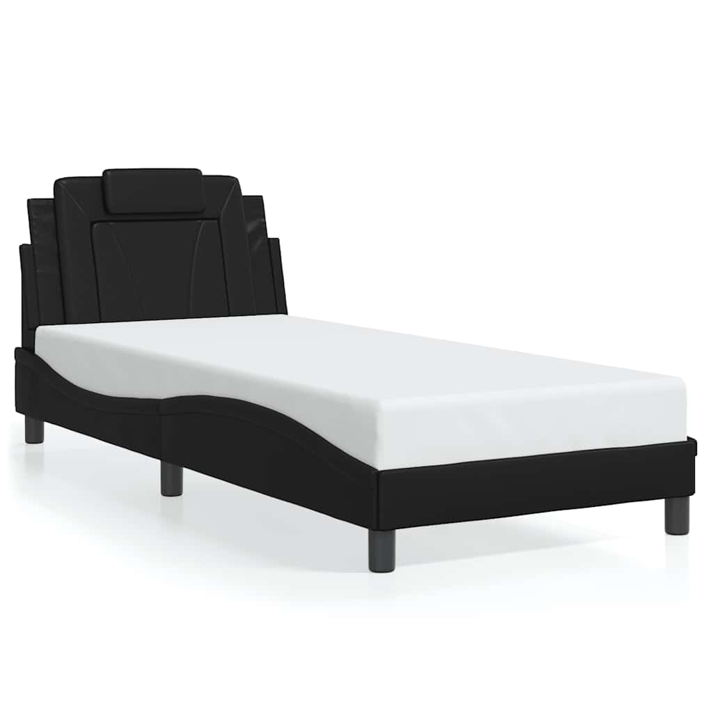 vidaXL Estrutura de cama Viana sem colchão 90x190 cm couro artificial preto