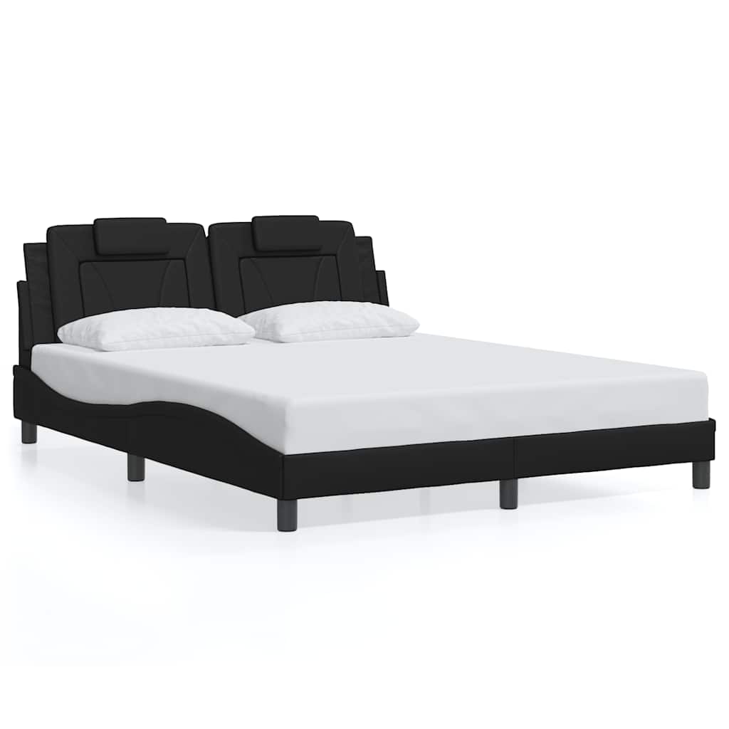 vidaXL Estrutura de cama Viana sem colchão 160x200 cm couro artificial preto