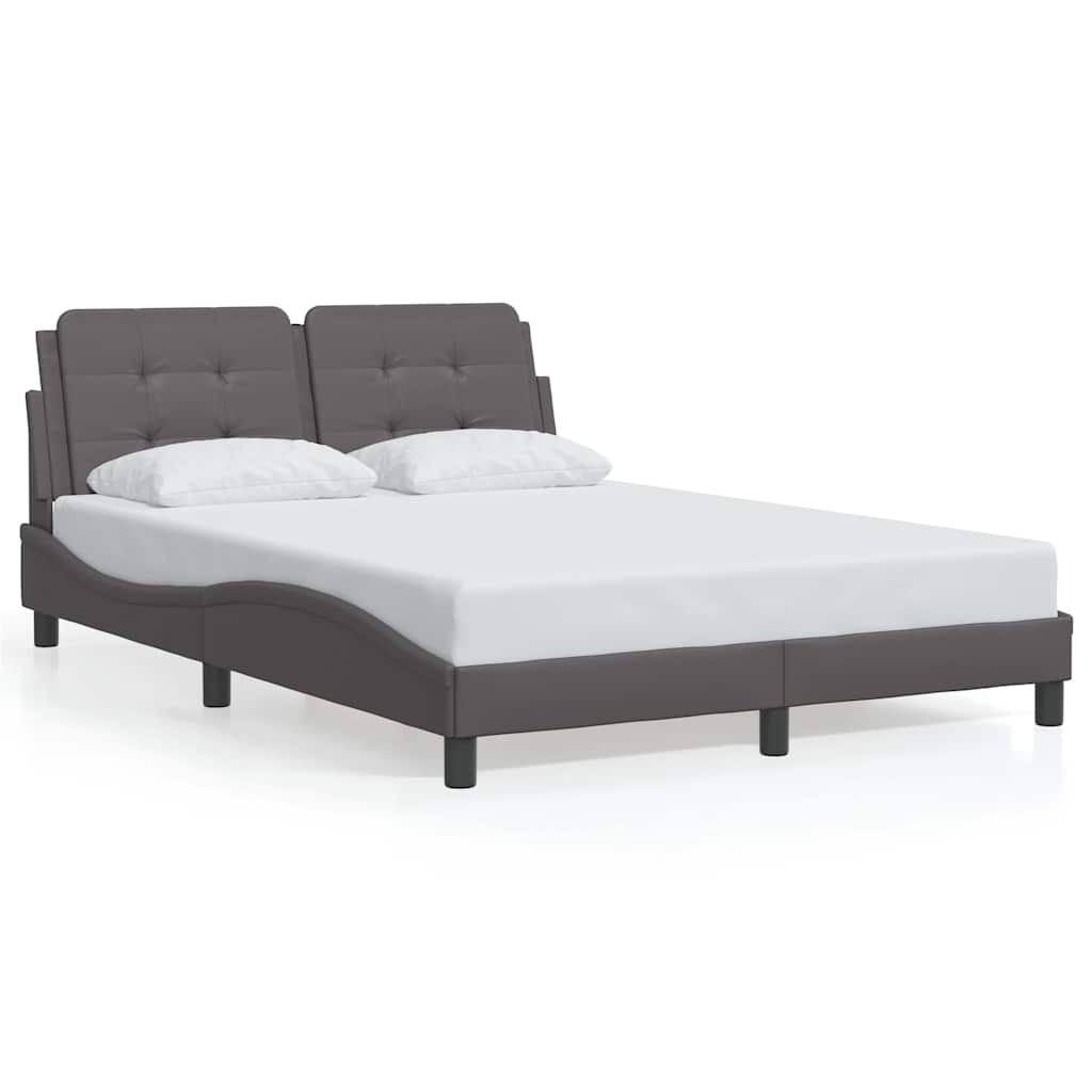 vidaXL Estrutura de cama sem colchão Zadar 140x190cm couro artificial cinzento