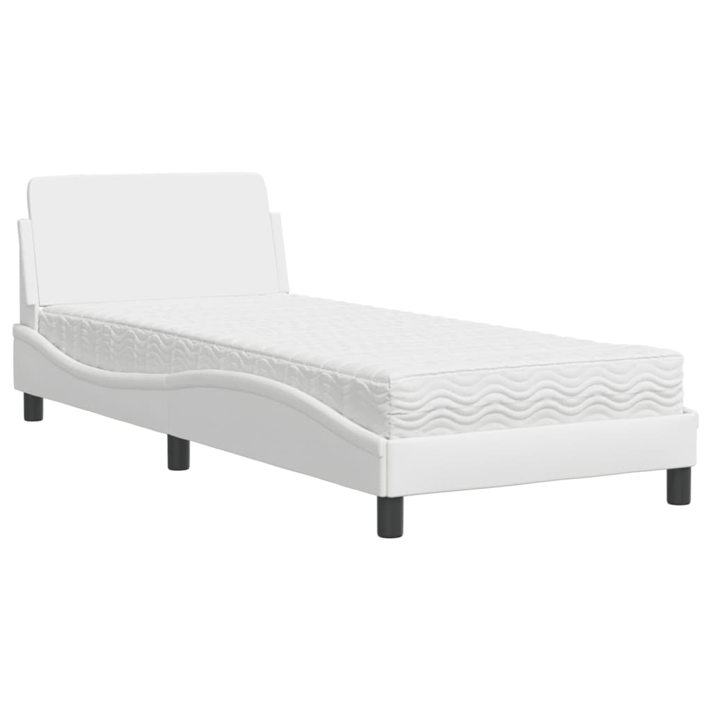 vidaXL Cama com colchão Dover 80x200 cm couro artificial branco