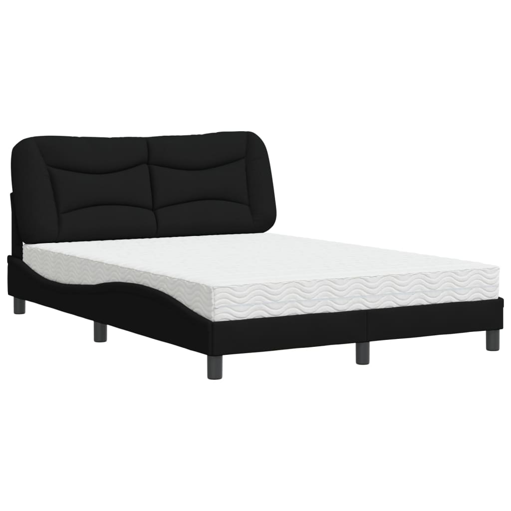 vidaXL Cama com colchão Hvar 140x200 cm tecido preto