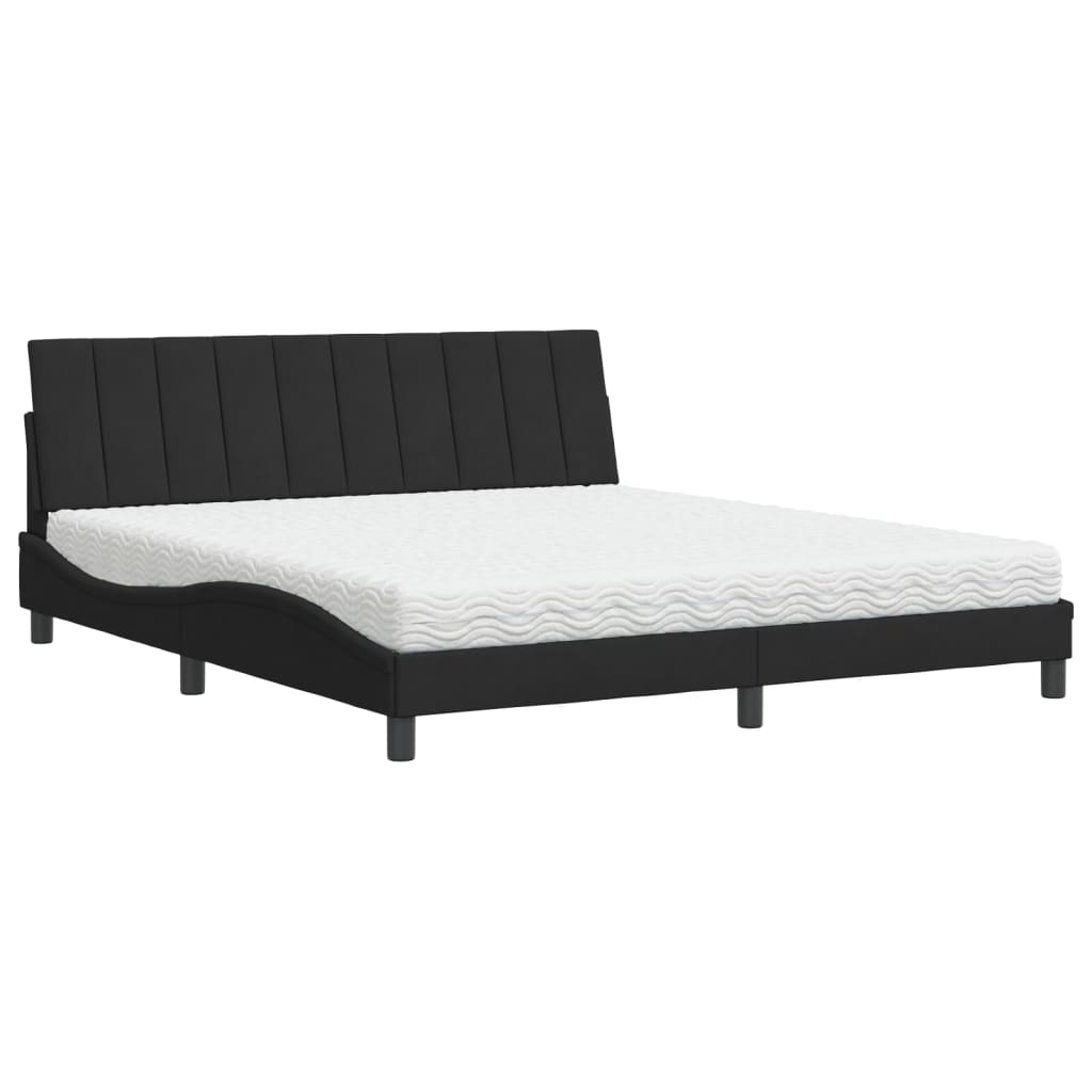 vidaXL Cama com colchão Hanko 180x200 cm veludo preto