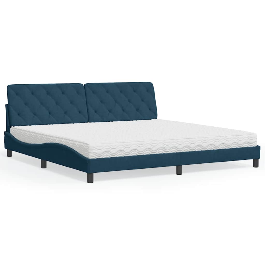 vidaXL Cama com colchão 200x200 cm veludo azul