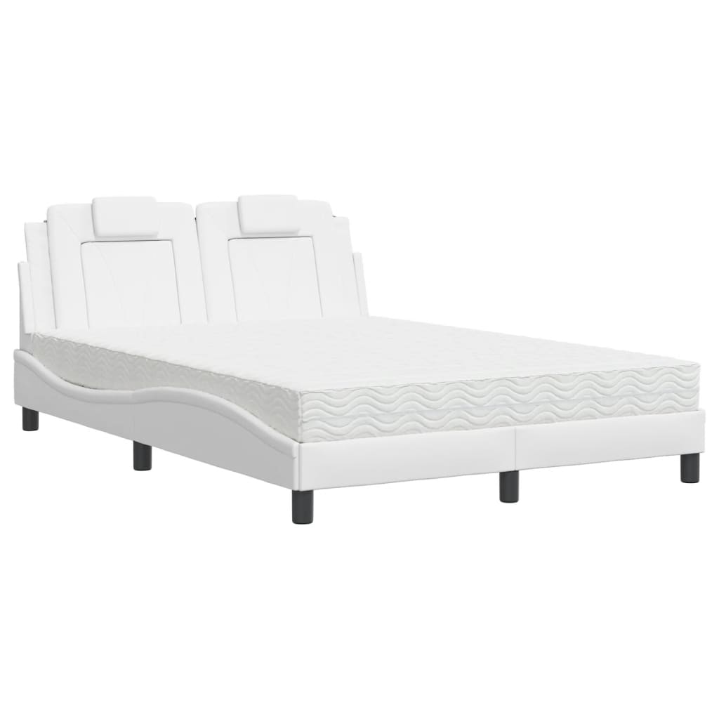 vidaXL Cama Viana com colchão 120x200 cm couro artificial branco