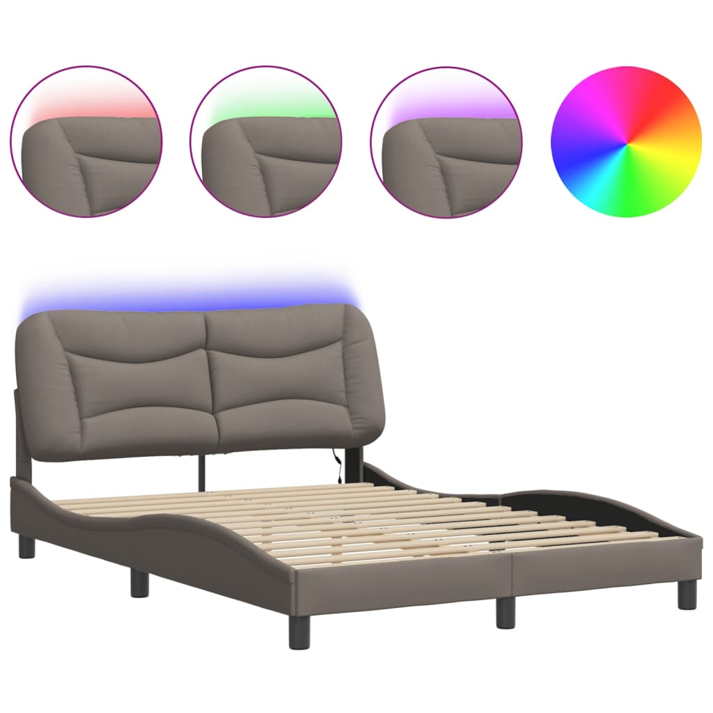 vidaXL Estrutura de cama com LED sem colchão Hvar 120x200 cm tecido