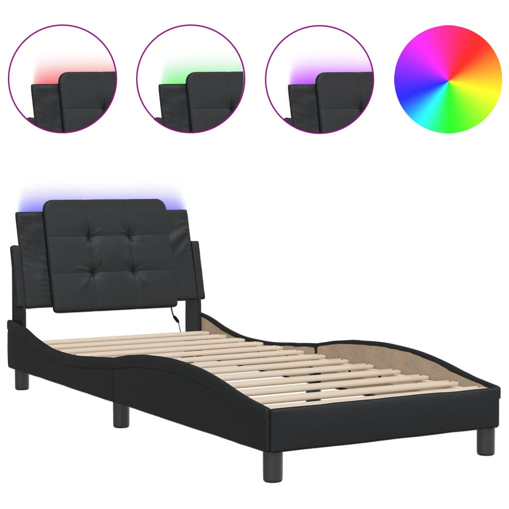 vidaXL Estrutura de cama com LED sem colchão Zadar 100x200cm preto