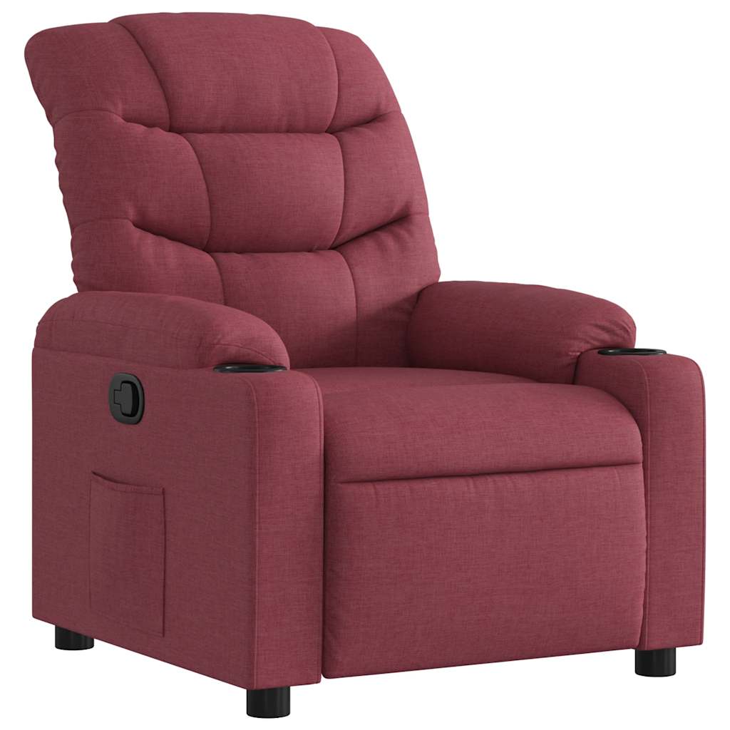 vidaXL Poltrona reclinável tecido vermelho tinto
