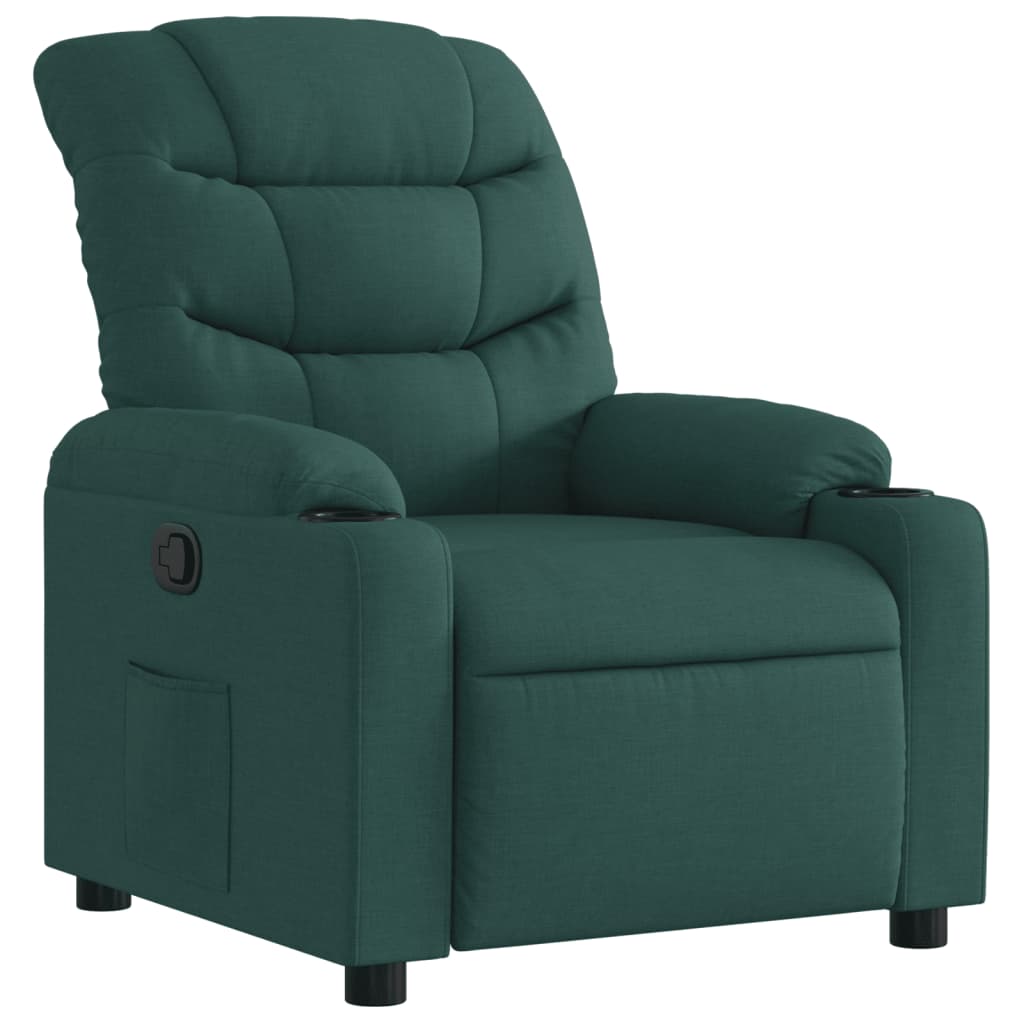 vidaXL Poltrona reclinável tecido verde-escuro
