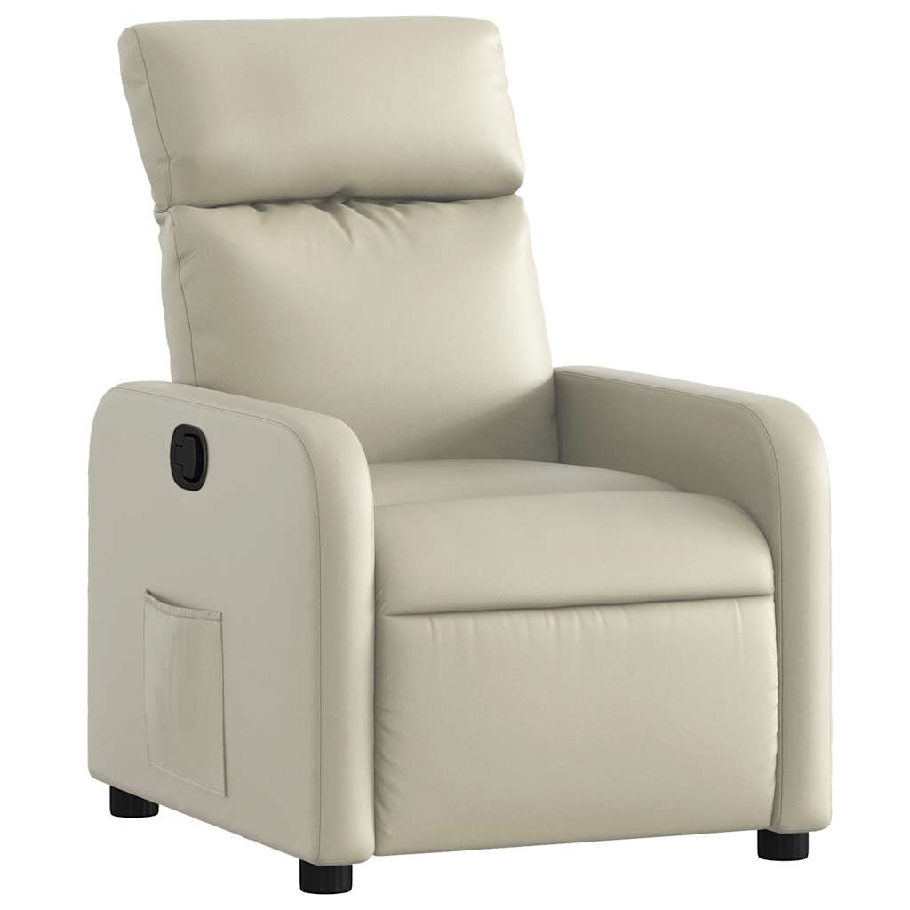 vidaXL Poltrona reclinável couro artificial cor creme