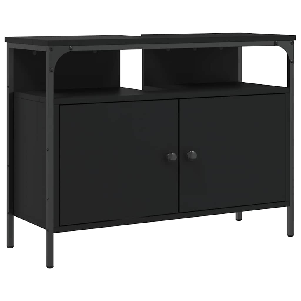 vidaXL Móvel para lavatório 80x30x60 cm derivados de madeira preto