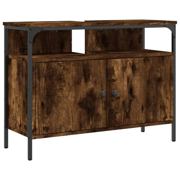 Móvel de WC vidaXL para Lavatório 80x30x60cm Derivados Madeira Carvalho Fumado - 340621326