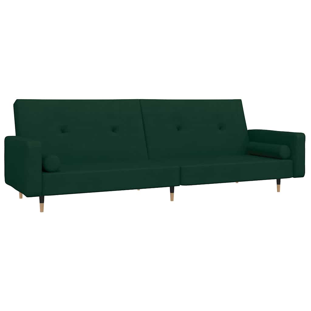 vidaXL Sofá-cama 2 lugares com duas almofadas veludo verde-escuro