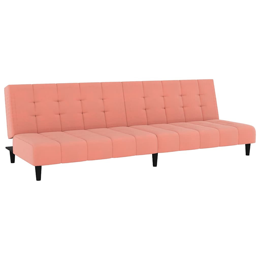 vidaXL Sofá-cama de 2 lugares veludo rosa