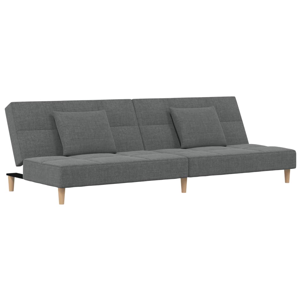 vidaXL Sofá-cama 2 lugares com duas almofadas tecido cinzento-escuro