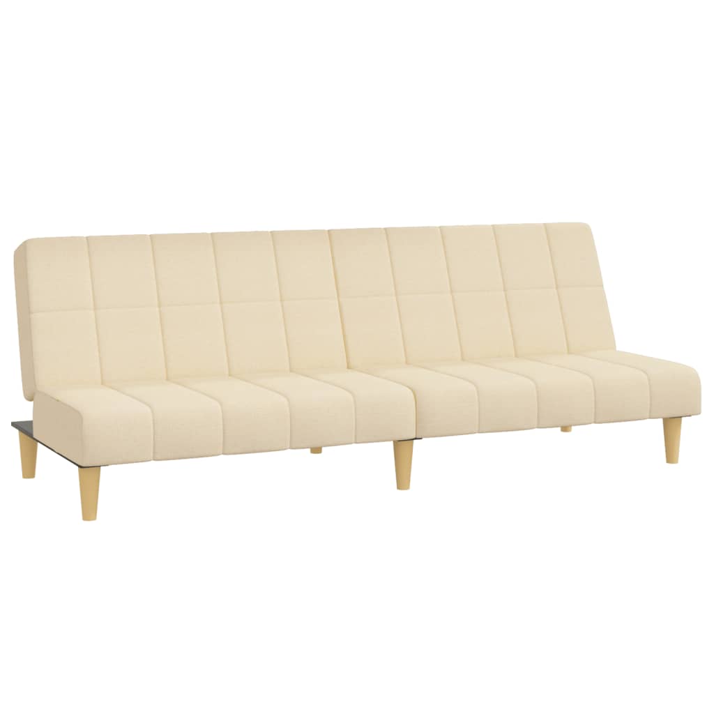 vidaXL Sofá-cama de 2 lugares tecido cor creme
