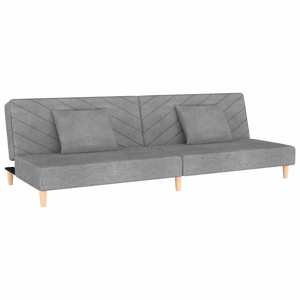vidaXL Sofá-cama 2 lugares com duas almofadas tecido cinzento-claro