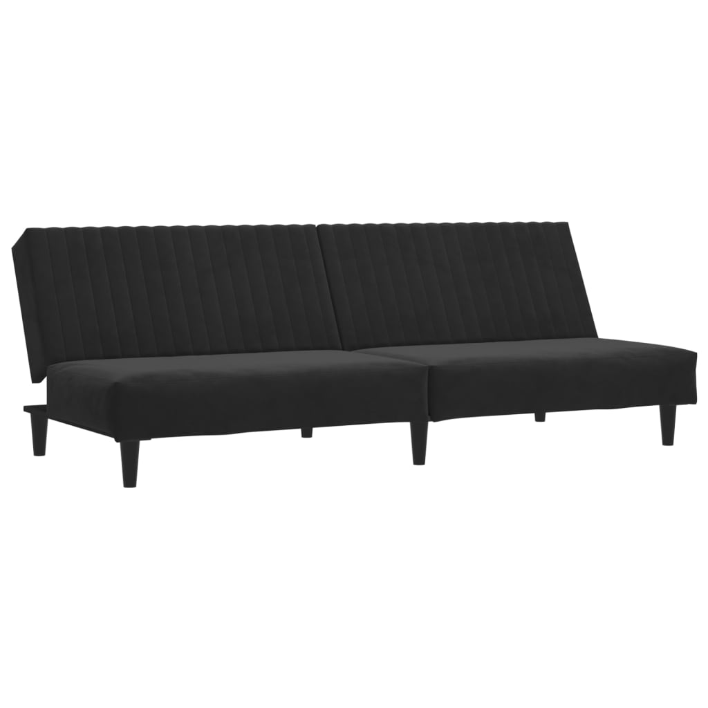 vidaXL Sofá-cama de 2 lugares veludo preto