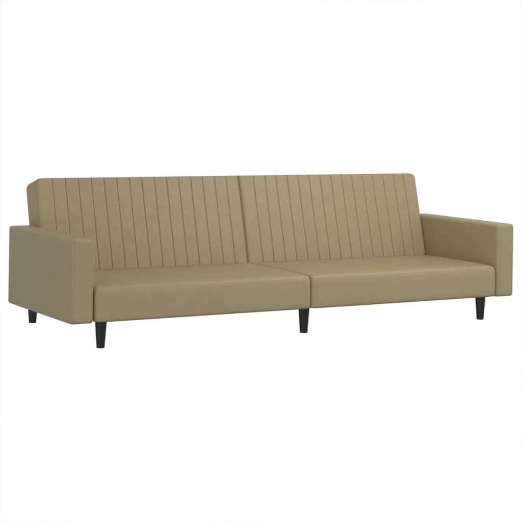 vidaXL Sofá-cama de 2 lugares couro artificial cappuccino