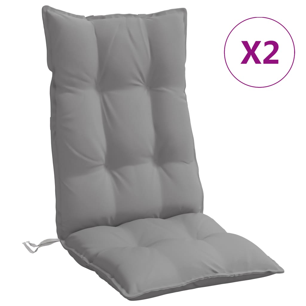 vidaXL Almofadões p/ cadeira encosto alto 2 pcs tecido oxford cinzento