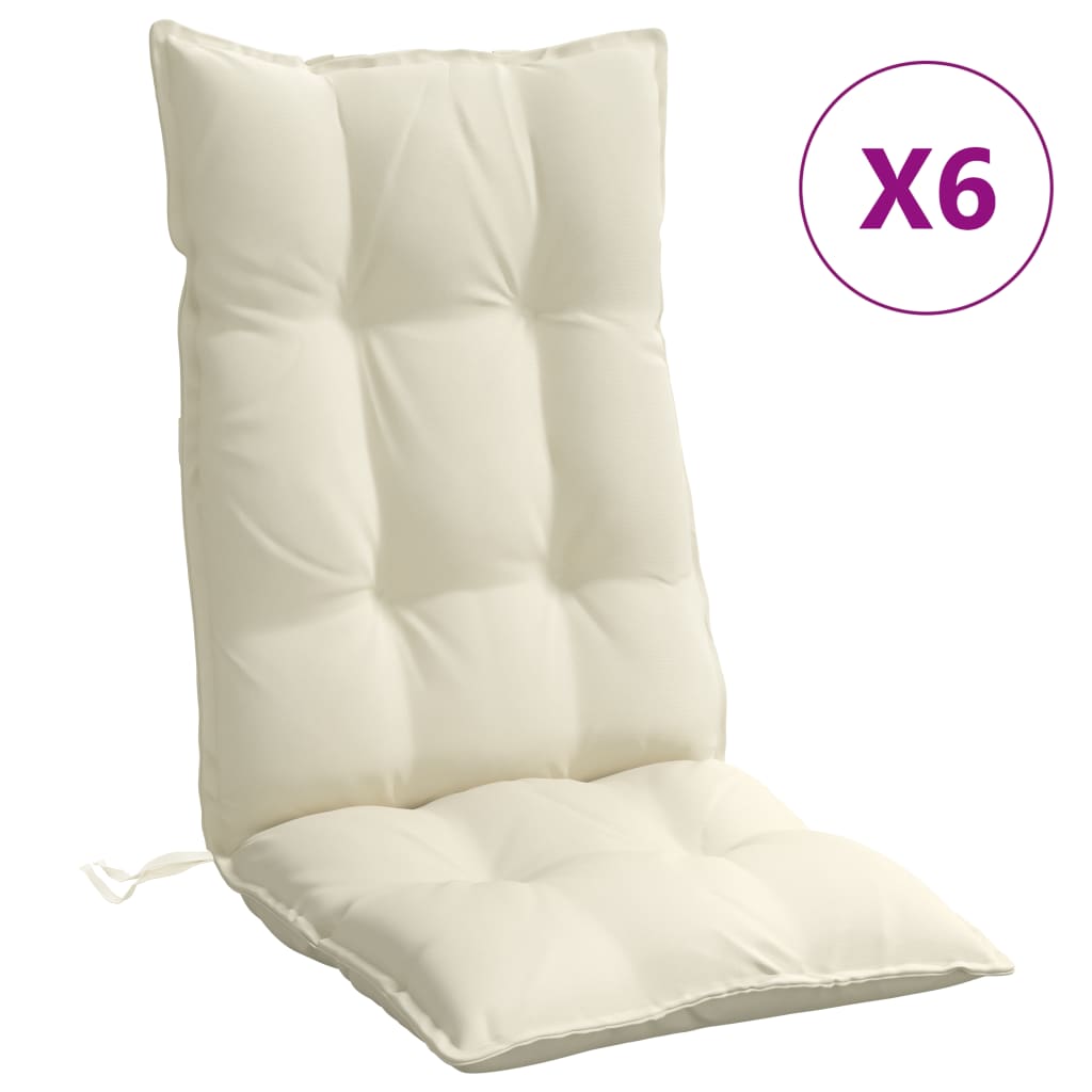 vidaXL Almofadões p/ cadeira encosto alto 6pcs tecido oxford cor creme