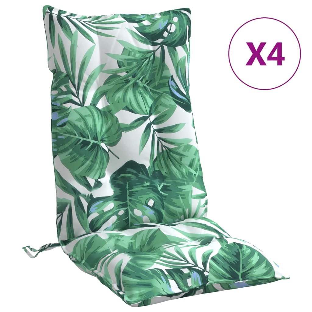 vidaXL Almofadões p/ cadeira encosto alto 4 pcs tecido oxford folhas
