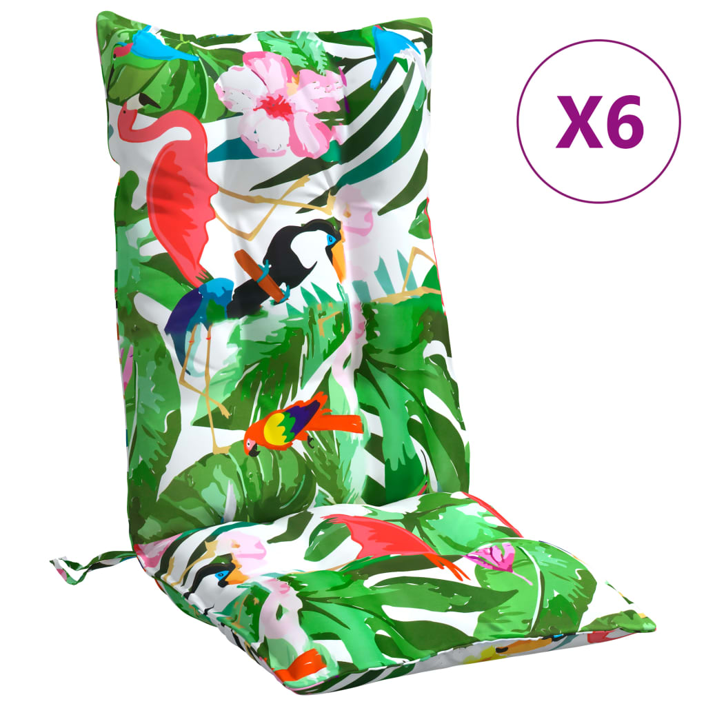 vidaXL Almofadões p/ cadeira encosto alto 6 pcs tecido oxford multicor