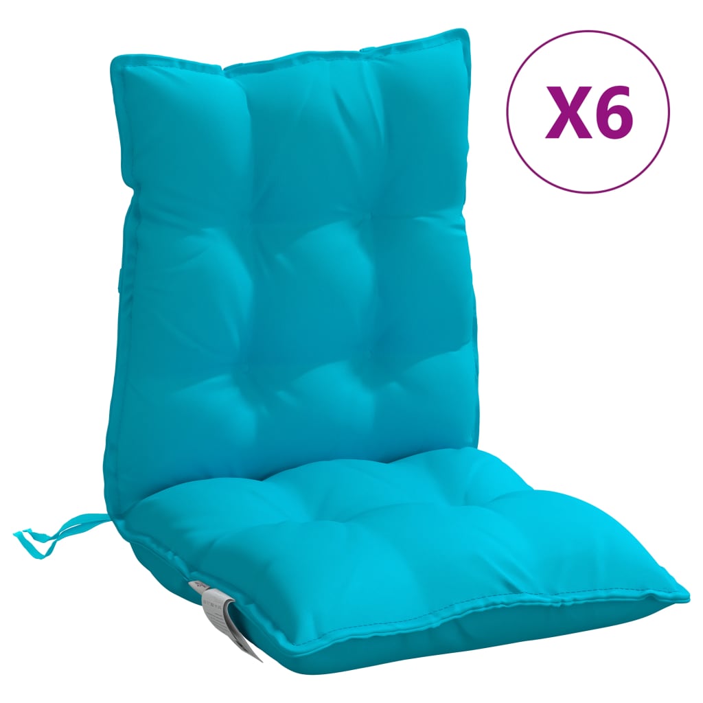 vidaXL Almofadões cadeira encosto baixo 6 pcs tecido oxford turquesa
