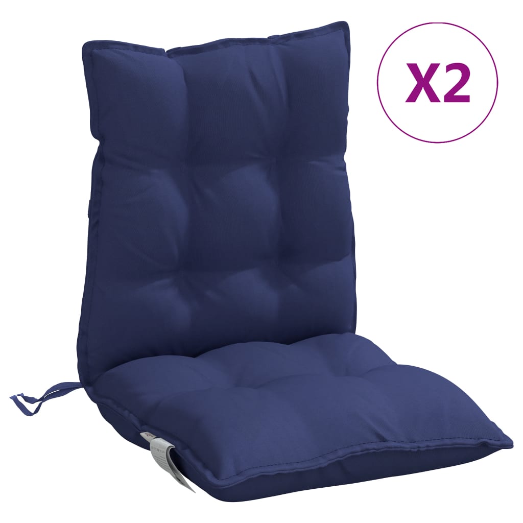 vidaXL Almofadões p/ cadeira encosto baixo 2 pcs tecido azul-marinho