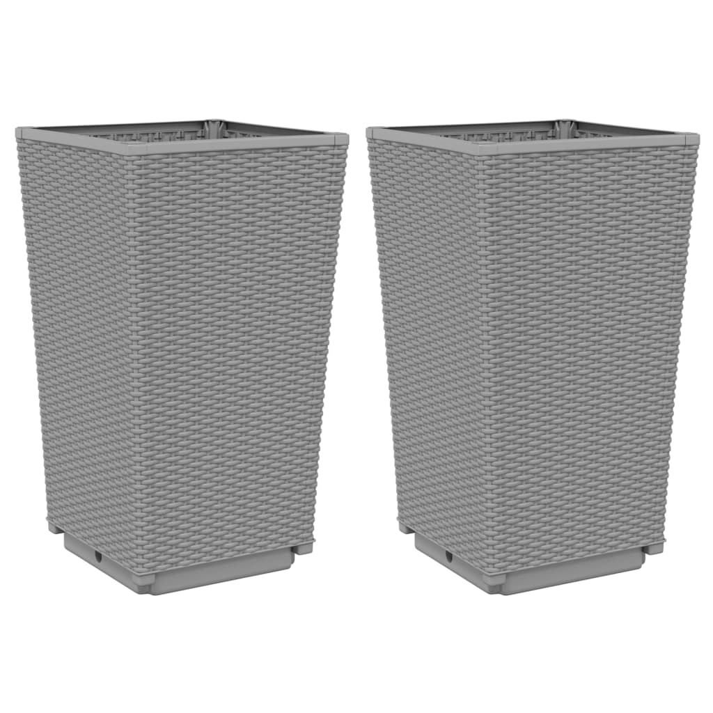 vidaXL Vasos/floreiras 2 pcs 32,5x32,5x57 cm PP cinzento-claro