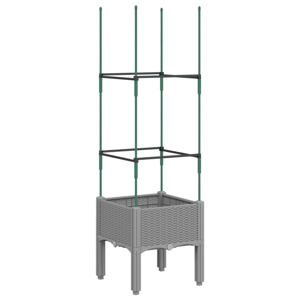 vidaXL Vaso/floreira jardim c/ treliça 40x40x142,5cm PP cinzento-claro