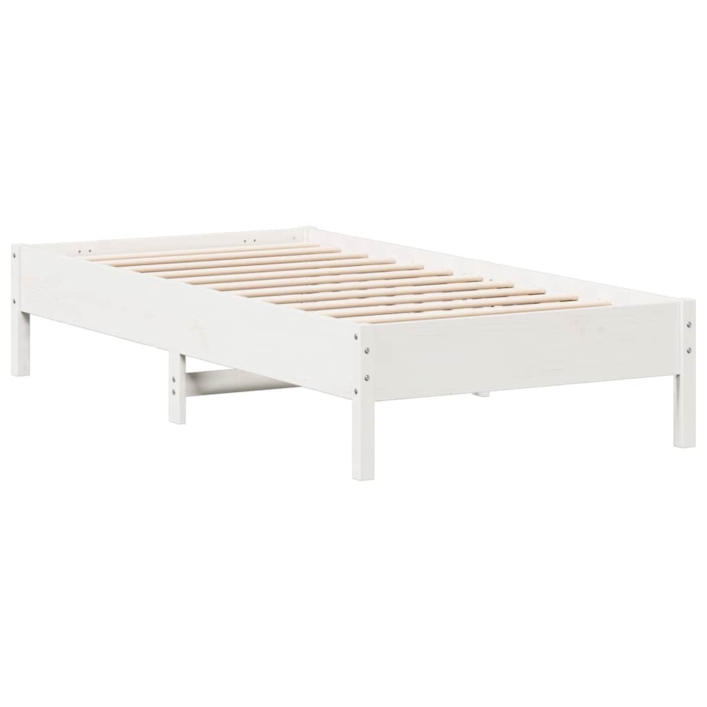 vidaXL Cama sem colchão 75x190 cm madeira de pinho maciça branco