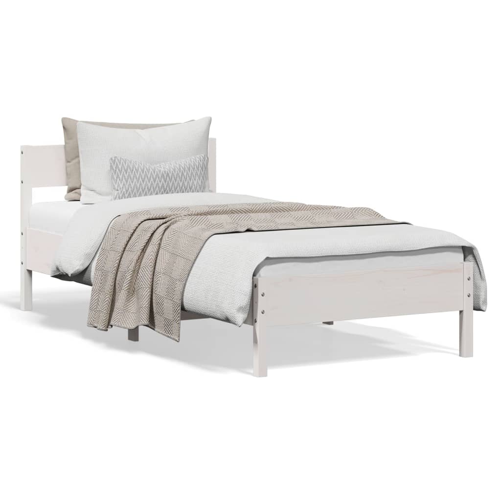 vidaXL Cama sem colchão 100x200 cm madeira de pinho maciça branco