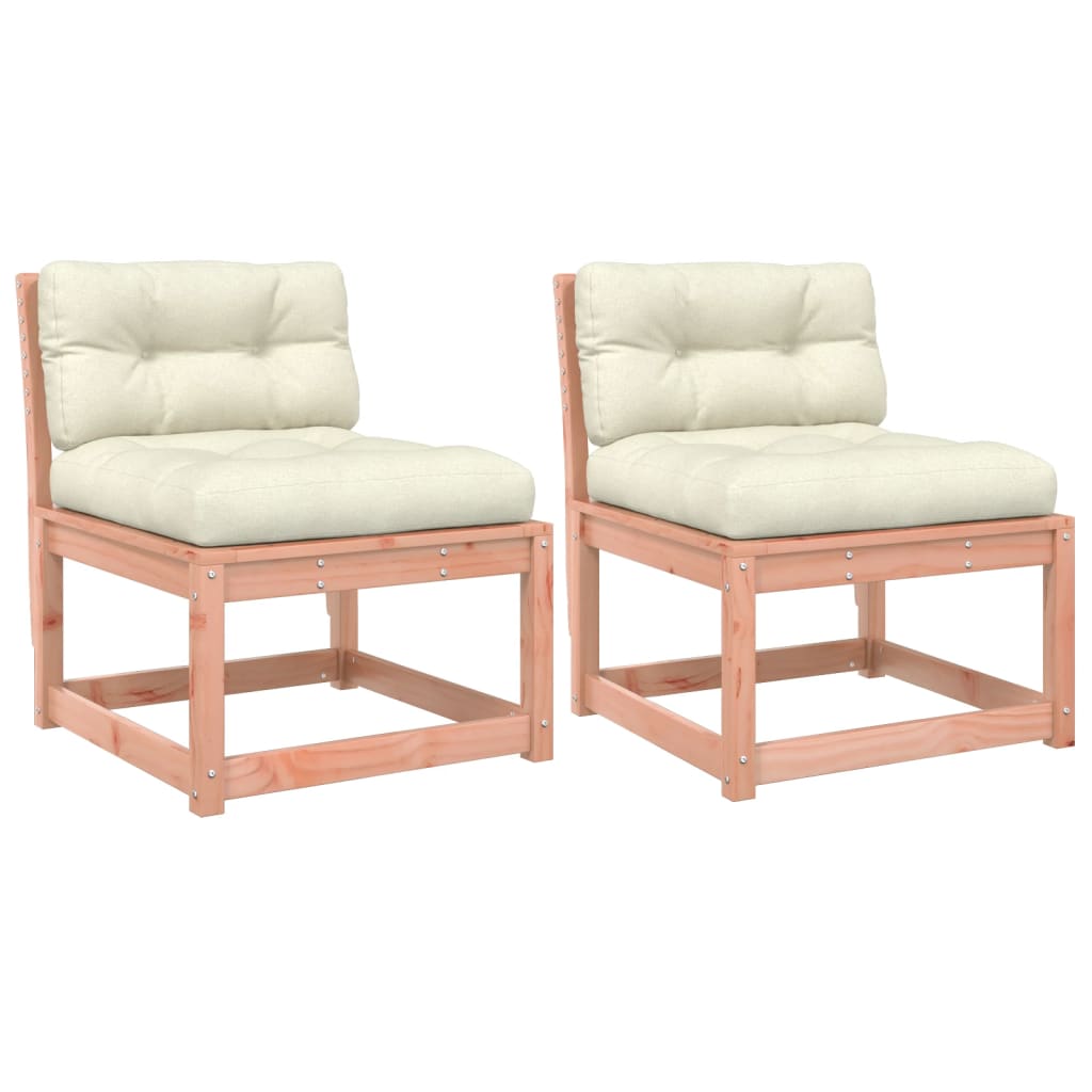vidaXL Sofás de jardim c/ almofadões 2 pcs madeira de douglas maciça