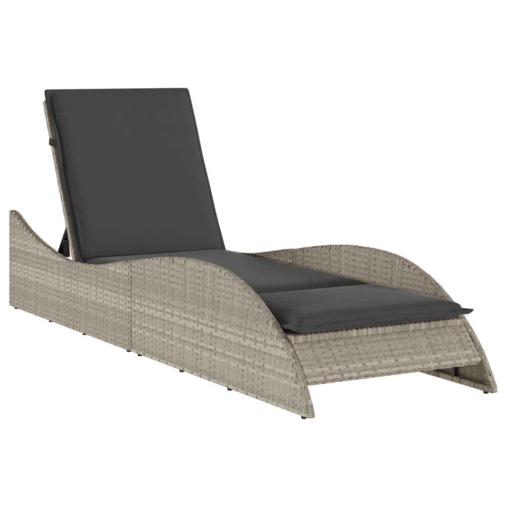 vidaXL Espreguiçadeira com almofadão 60x205x73 cm vime PE cinza-claro